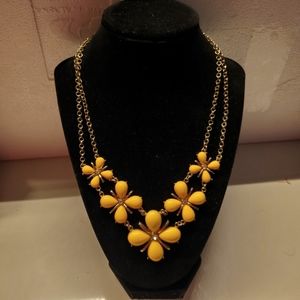 Orange and gold flower statement necklace